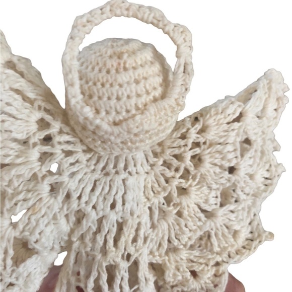 VTG Handmade Cotton Starched Crochet White Tree Topper Ornament White 9” - Picture 3 of 8
